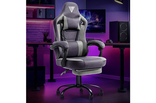 Gaming Chair Racing Style Fabric Purple/Grey