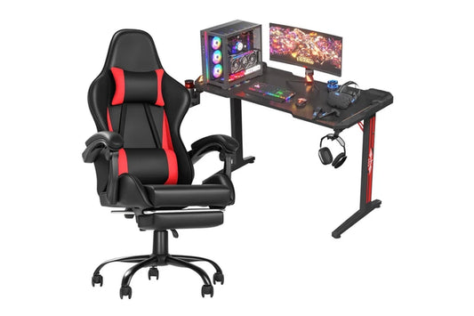 Gaming Desk and Gaming Chair Set Black & Red